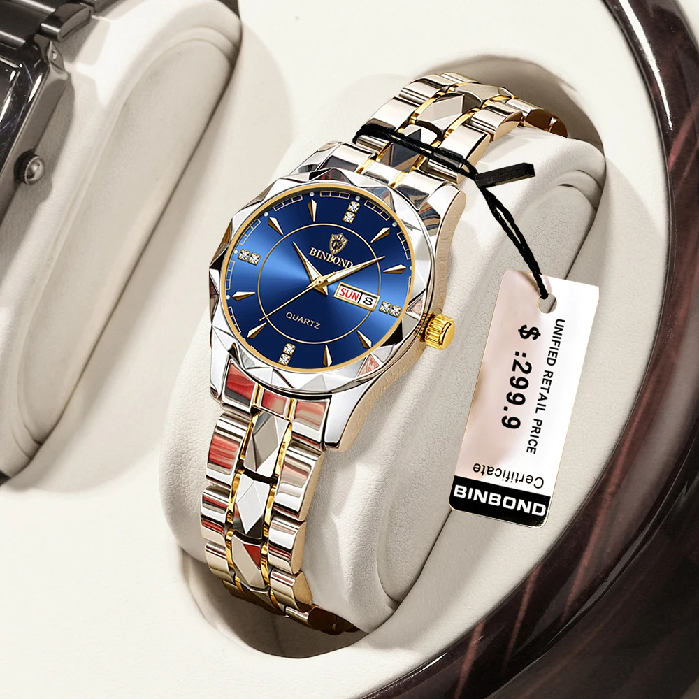 Binbong Женские Кварцевые Наручные Часы Модный Светящийся Водостойкий Дисплей Даты