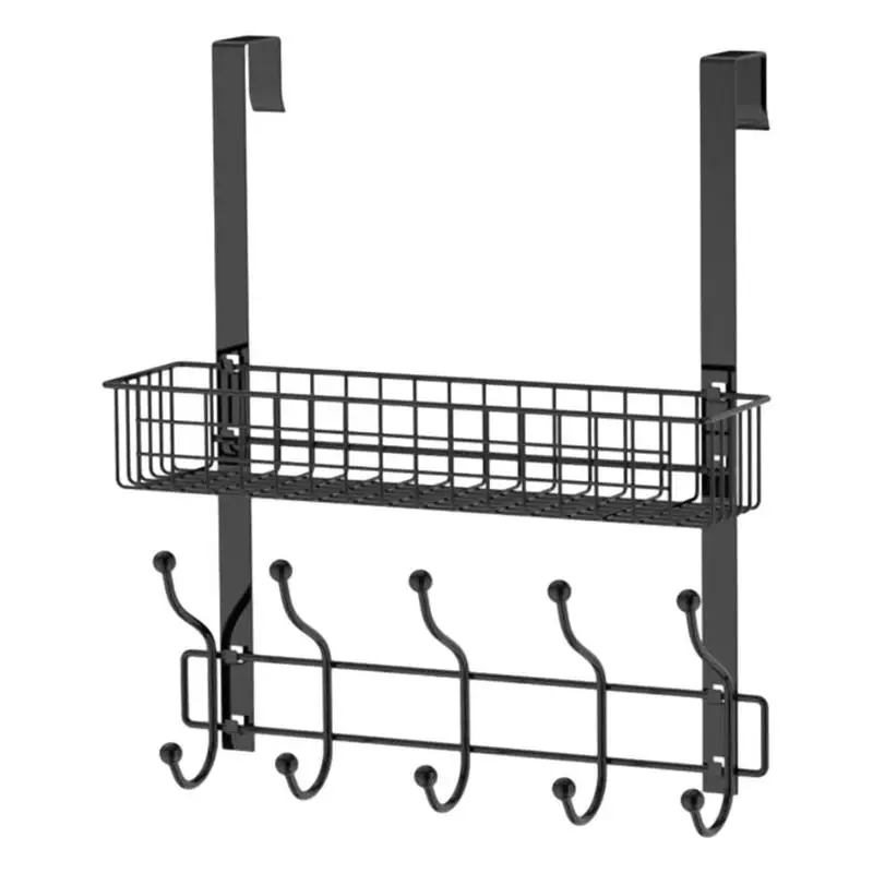 

Back Of Door Hooks Rack No Drilling Door Rack With Multi Hooks Sturdy Iron Organizer With Strong Weight Bearing For Kitchen