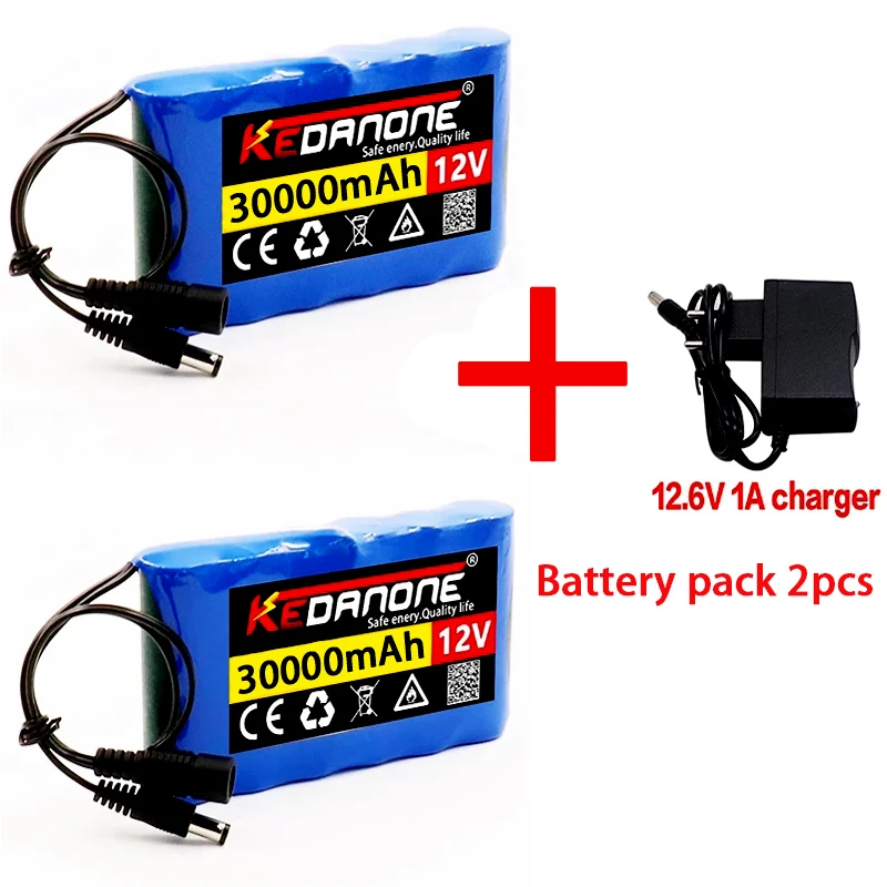 

NEW Portable Super 12V 30000mah Battery Rechargeable Lithium Ion Battery Pack Capacity DC 12.6v 30Ah CCTV Cam Monitor + Charger