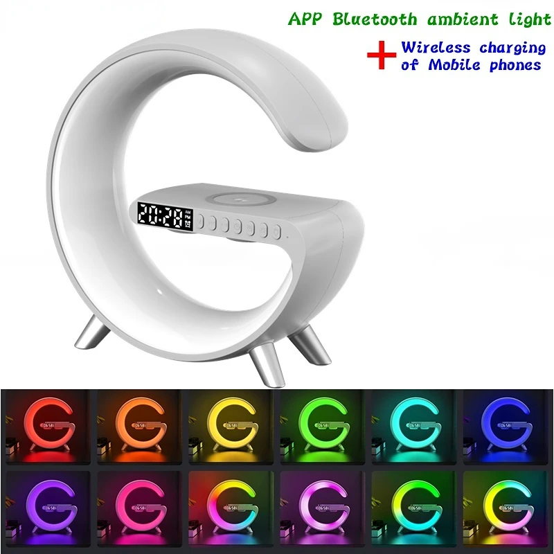 

Night Light LED App Control RGB Atmosphere Lamps Digital Alarm Clock Speaker Wireless Charger Children Sleep Bedroom Decoration