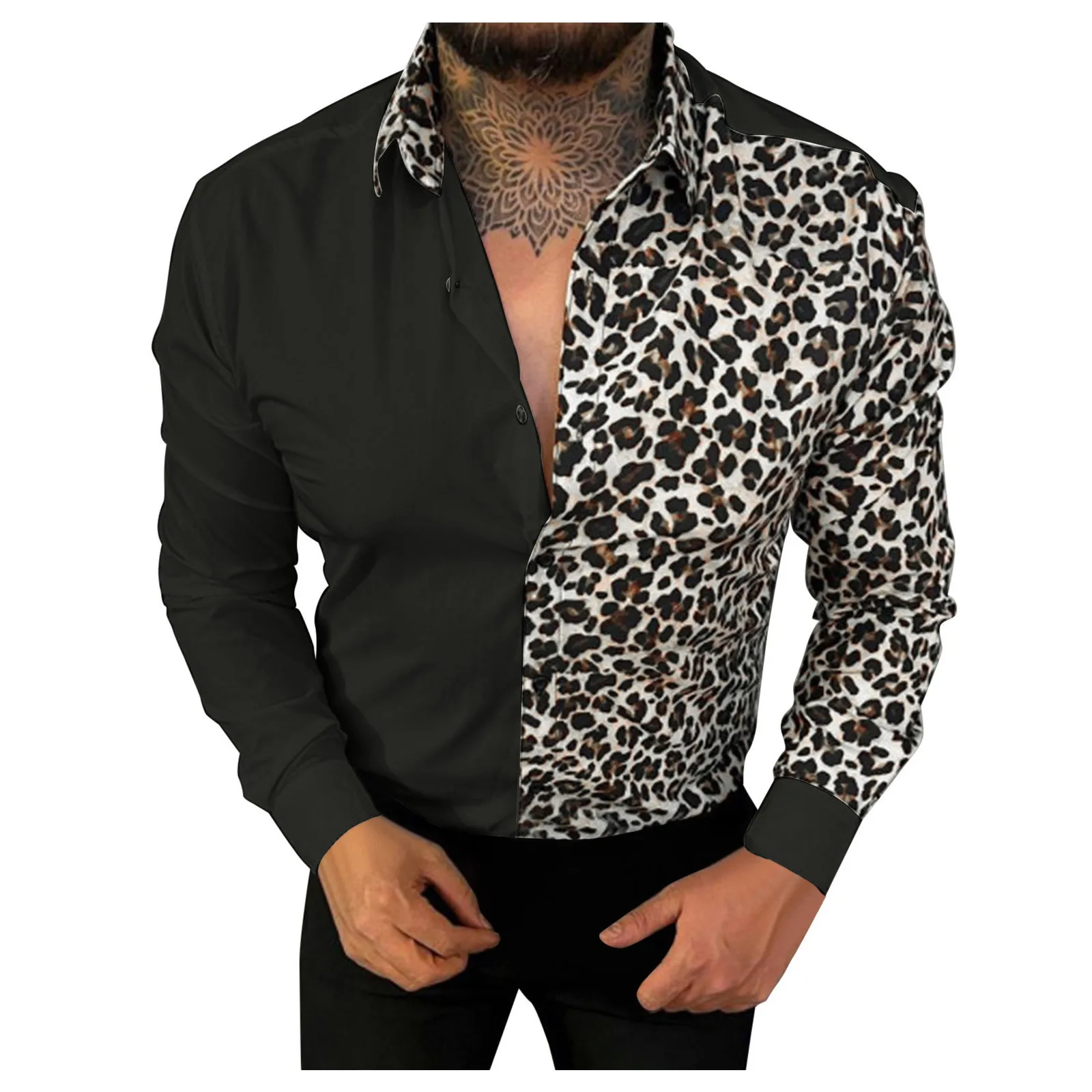 

Men Fashion Casual Top Shirt Digital Printing Button Tops Blouse Lapel Long Sleeve Shirt Tops Womens Long Sleeve Tee Shirt