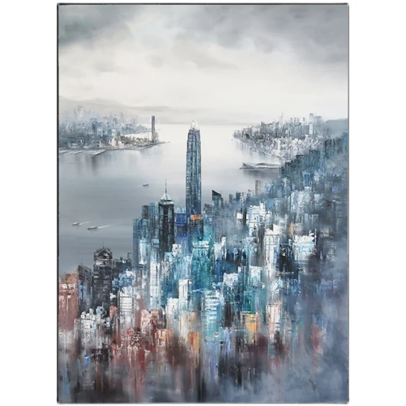 

Pure hand-painted texture oil painting vertical version porch decoration simple modern corridor office villa