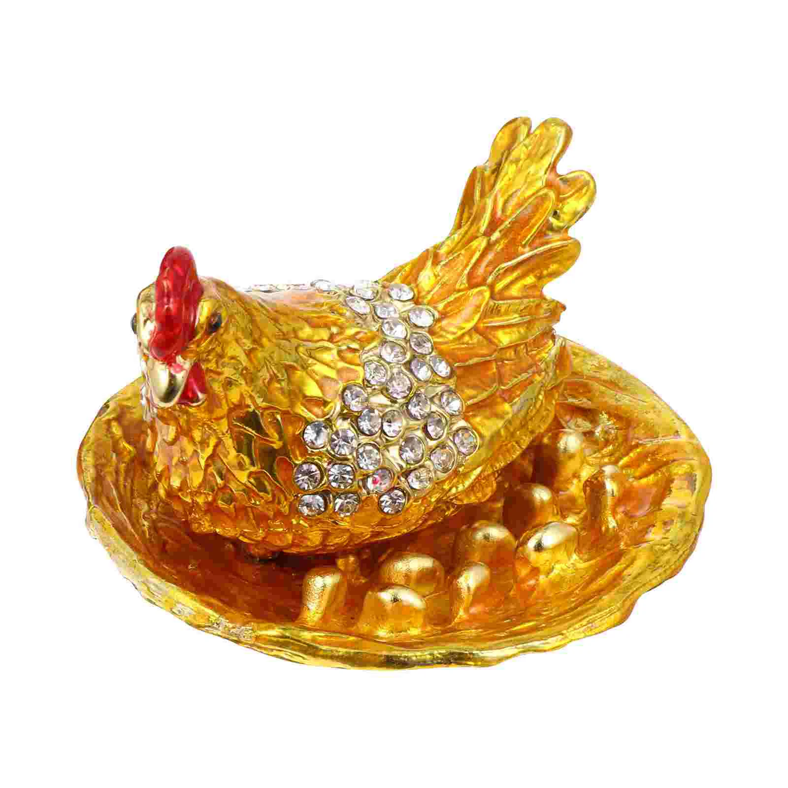 

1pc Treasure Jewelry Storage Trinket Jewelry Container Diamond Trinket Box Hen Egg Sculpture Jewelry Display Tray