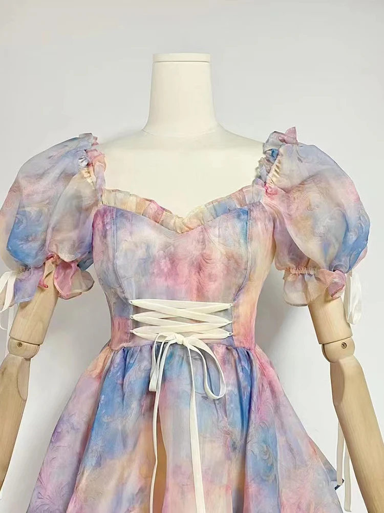 Женское платье с квадратным вырезом VGH элегантное лоскутное принтом