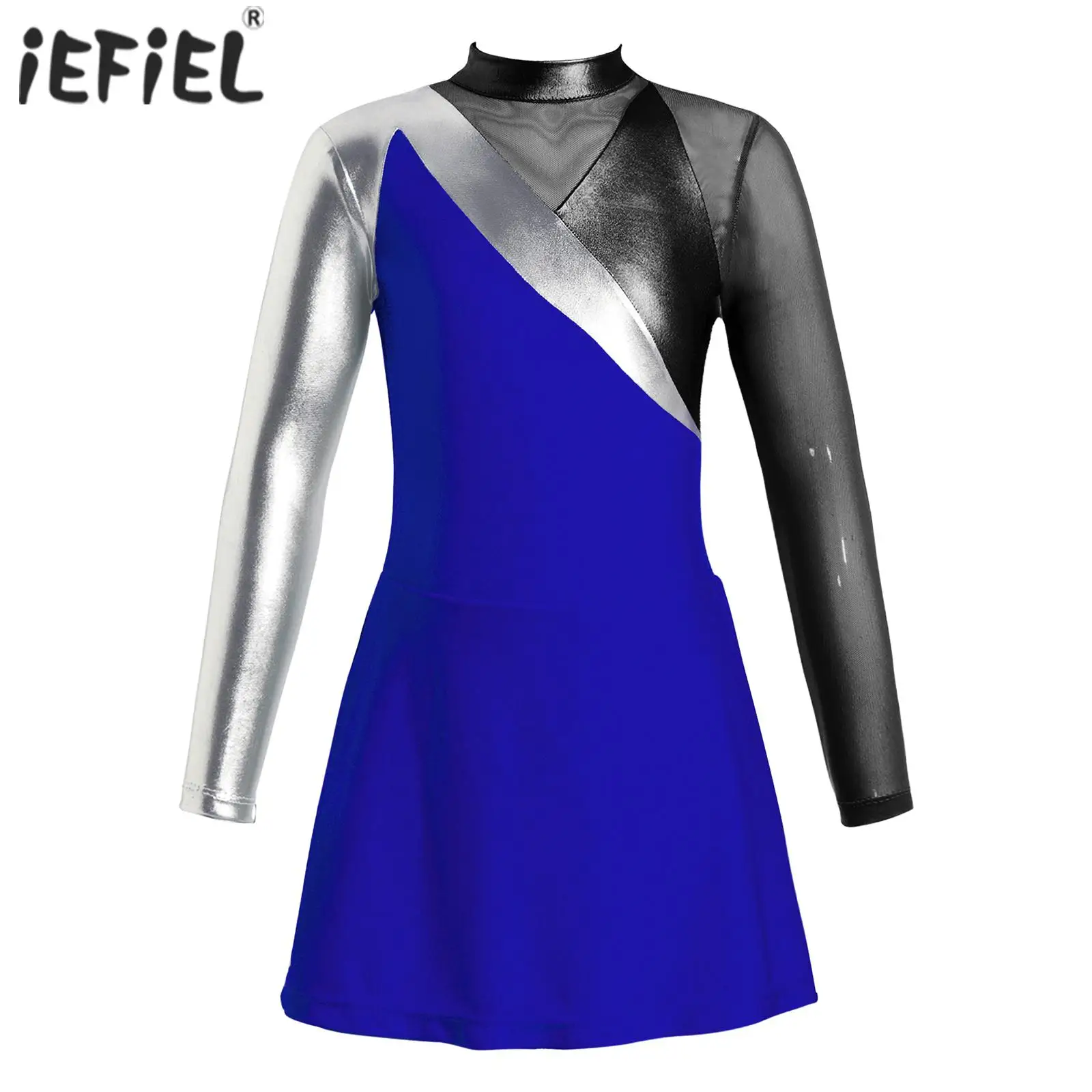 

Купальник для девочек, с длинным рукавом, круглым вырезом, облегающий