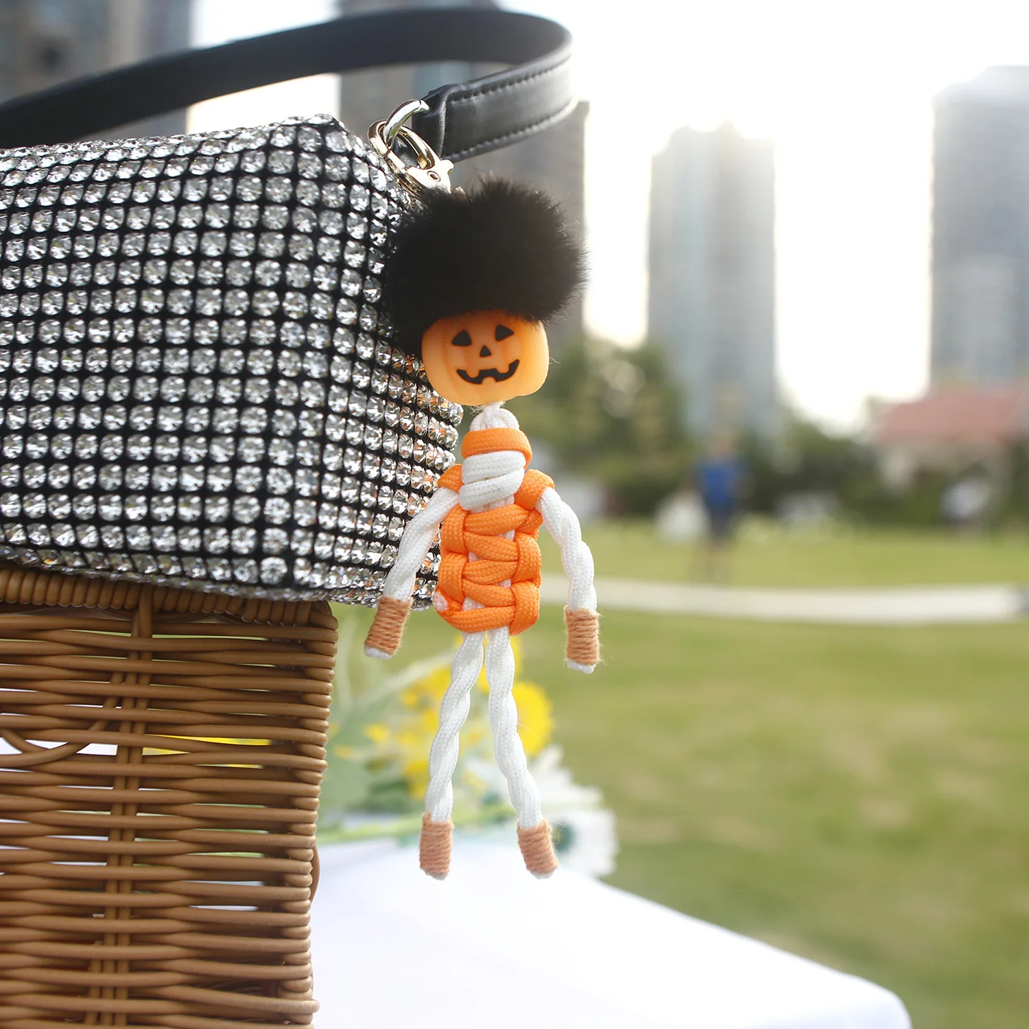

Макраме ручной работы панк сумка Подвеска Тыква кукла персонализированные Брелоки для ключей