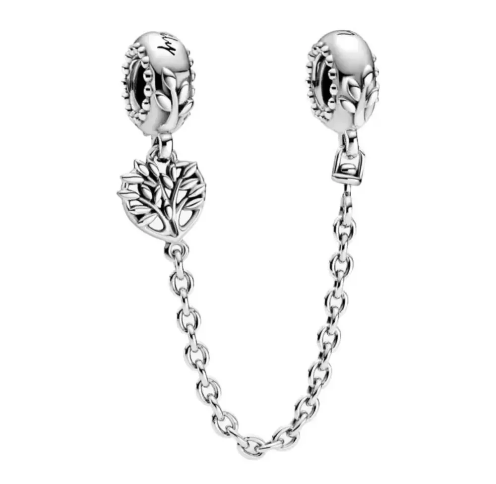 

pan Zhuzi DIY S925 silver heart family tree safety chain