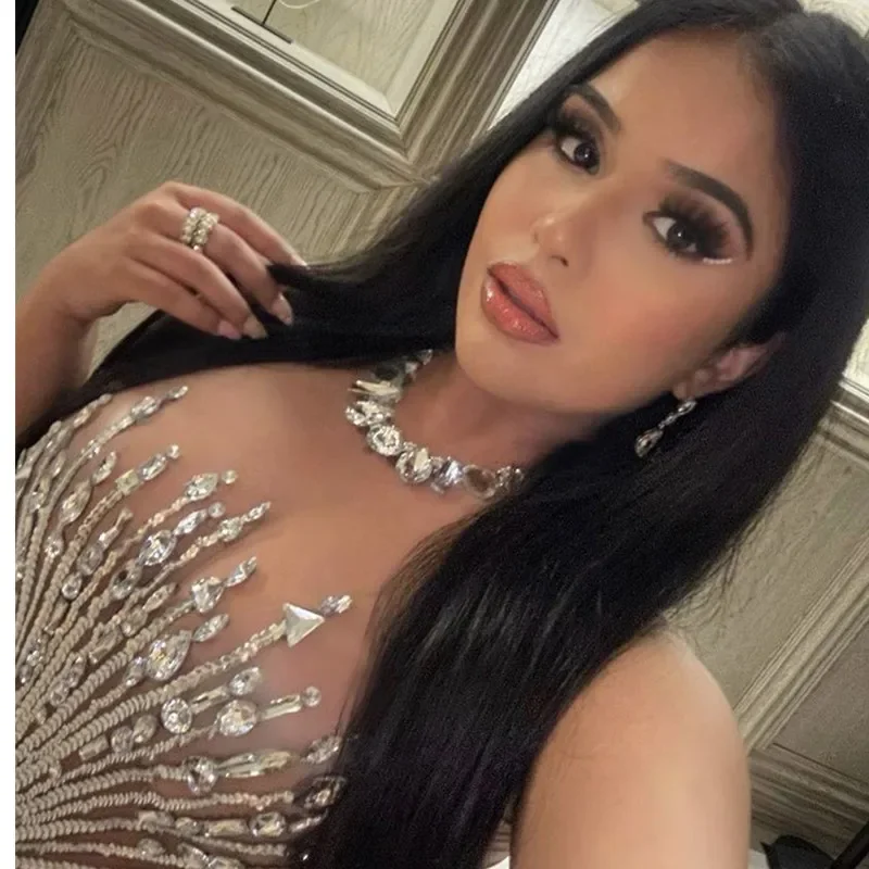 Клубный наряд женский сексуальный сетчатый облегающий боди с блестящими