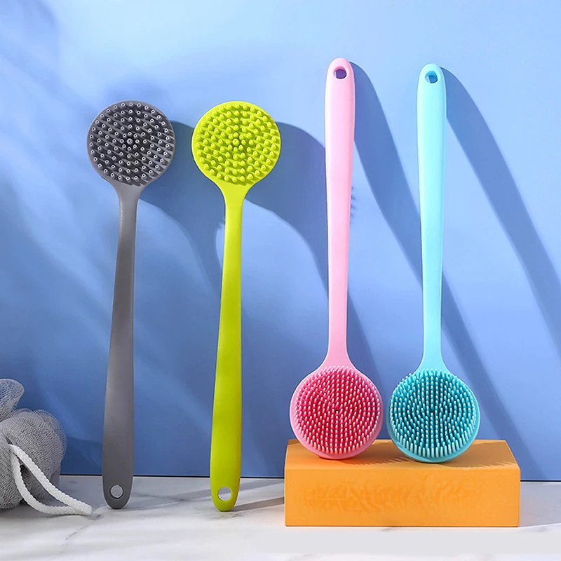 

Multifunctional Silicone Brush Body Bath Shower Brush Back Massage Exfoliation Wisp Body Scrub Brush Long Handle Double-Sided