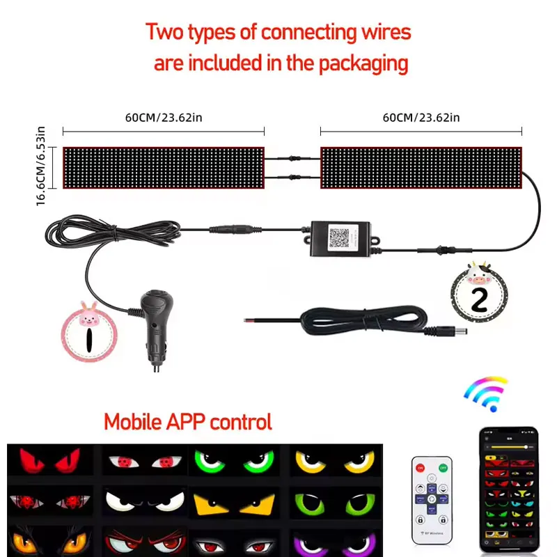 

Новое приложение светодиодный грузовик автомобиль дьявольский глаз свет для доски лобовое стекло дистанционное управление музыкой индивидуальный текстовый узор освещение 12 В 24 В дисплей