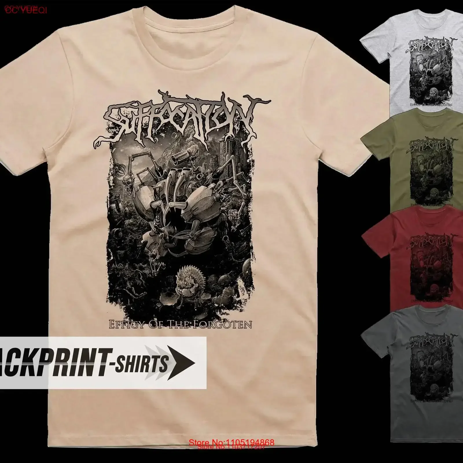 Фото Мужская хлопковая футболка Suffocation Effigy Of The Forgotten, все размеры S 5XL, 18 цветов, постер, обложка альбома, винтажная стираная №1