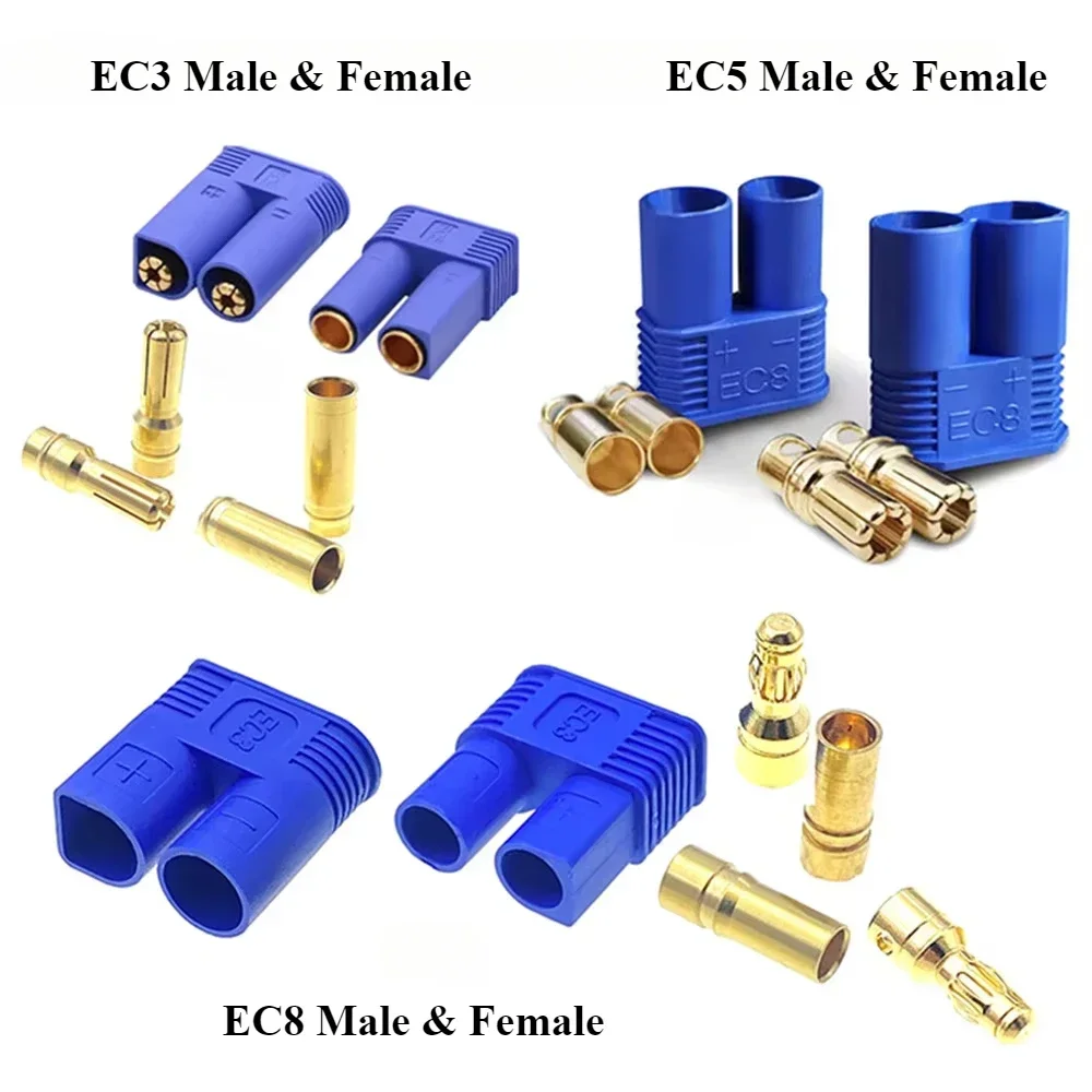 Фото 1 пара Ec3 Ec5 Ec8 Мужской Женский Разъем типа «банан» DC500V 25A/40A/100A для Rc Esc Motor Rc Quadcopter Drone Lipo Battery №2