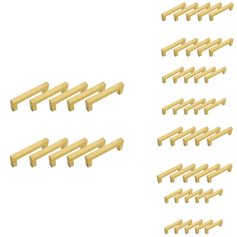 

10Pack Cabinet Pulls Gold Cabinet Pulls,Gold Pulls Hardware Brushed Brass Pulls Square Satin Brass Cabinet