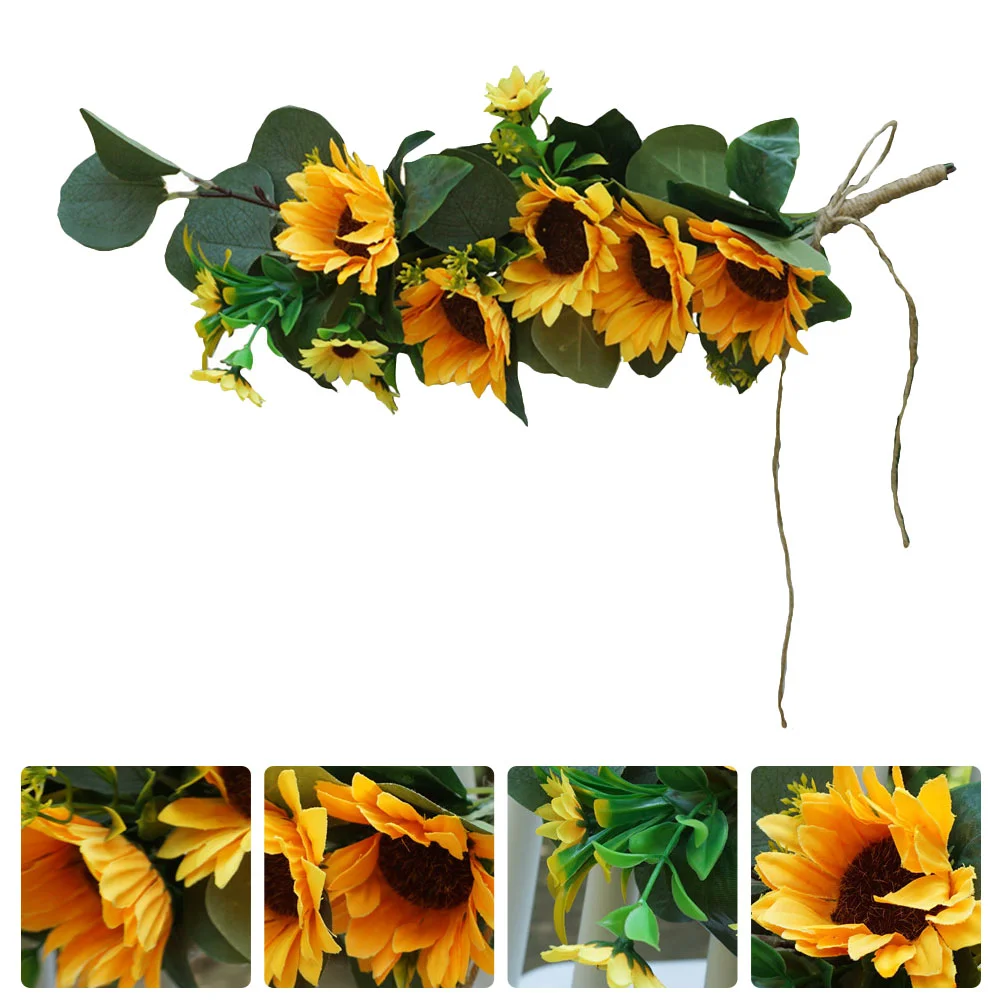 

Chair Wedding Flower Decor Flowers Floral Sunflower Artificial Fake Sashes Satin Wreath Bows Table Head Wall Silk Door Arch