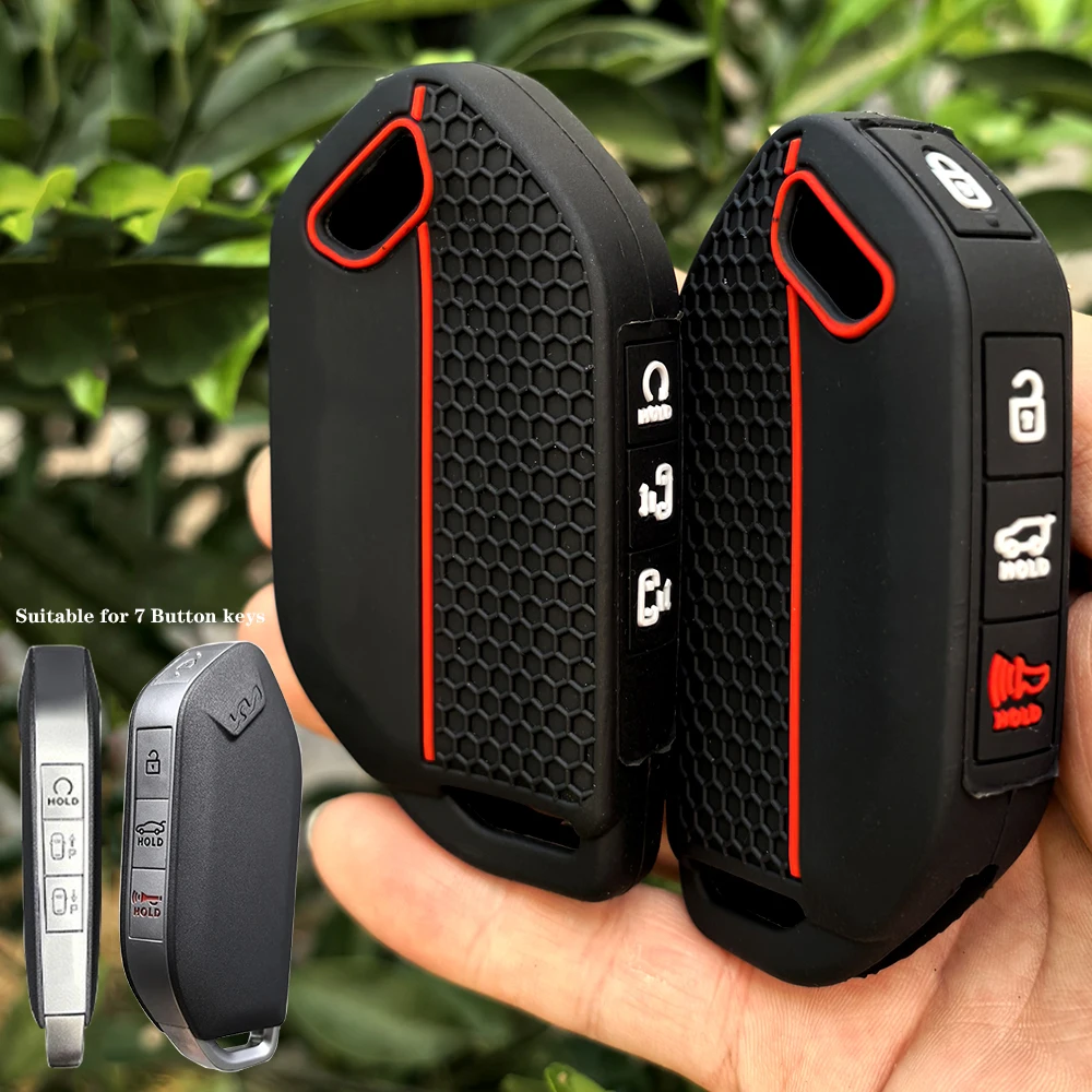 

Чехол для ключей с 5/6/7 кнопками для Kia Ev9 K3 K5 Carnival Picanto GT Line Sorento MQ4 KA4 2024, силиконовый держатель для ключей, чехол с дистанционным управлением