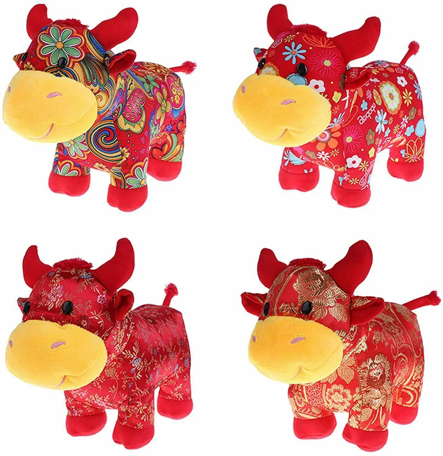 

2023 Year Chinese Zodiac Ox Cattle Plush Toys Red Milk Cow Mascot Plush 10inch