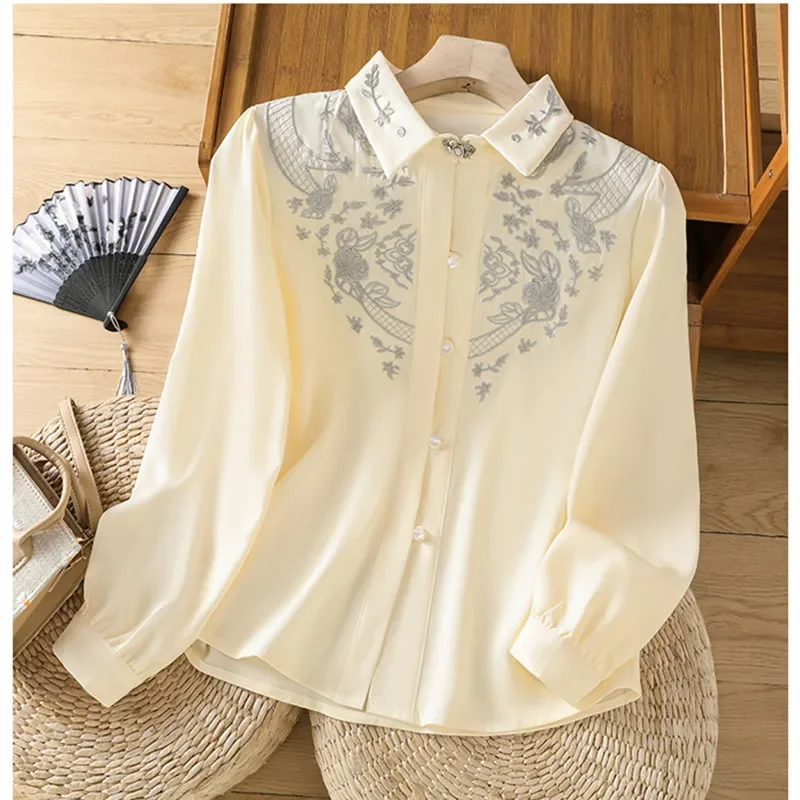 Осенняя блузка с длинным рукавом в китайском стиле рубашки ретро женские