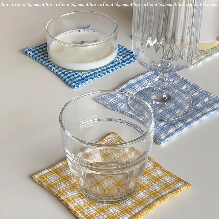 

Daisy/check Insulation Pad Placemats for Table Handmade Linen Coasters Square Coffee Cup Placemat Glass Cup Dining Table Decor