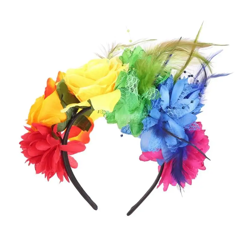 

Обруч для волос в форме цветка на Хэллоуин, тонкая боковая повязка на голову с декоративным шлейфом, модная женская Свадебная вечерняя прическа, головной убор