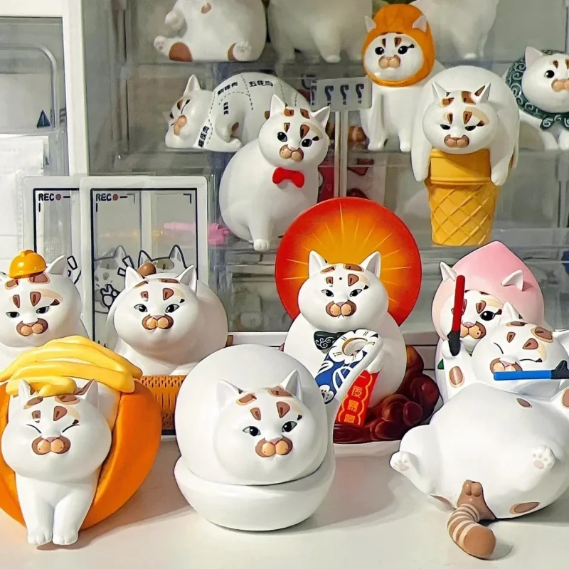 Фото Kawaii Lou Lou Xiao Zhu Mi слепая коробка игрушки модель кошки милая аниме фигурка детский подарок сюрприз загадочная коробка слепая коробка кошка №1