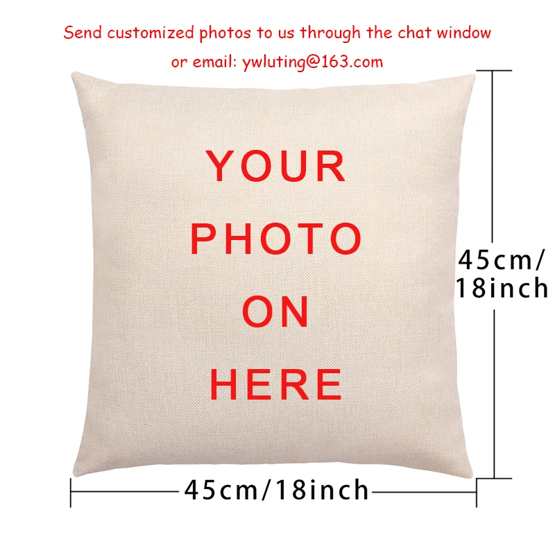 

DIY Logo Pillowcase Baby Family Pets Custom Cushion Covers Printing Cotton Linen Pillow Case Customized Pillow Cover For Sofa