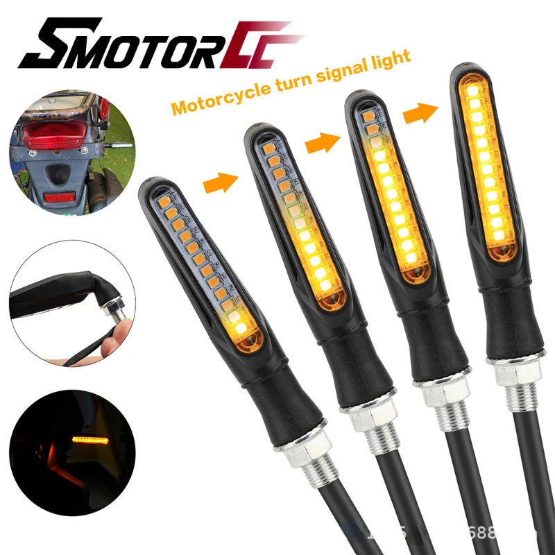 

2 pieces Pedal Motorcycle Modification Part LED Waterproof Flow Light Turn Signal Assembly 12V