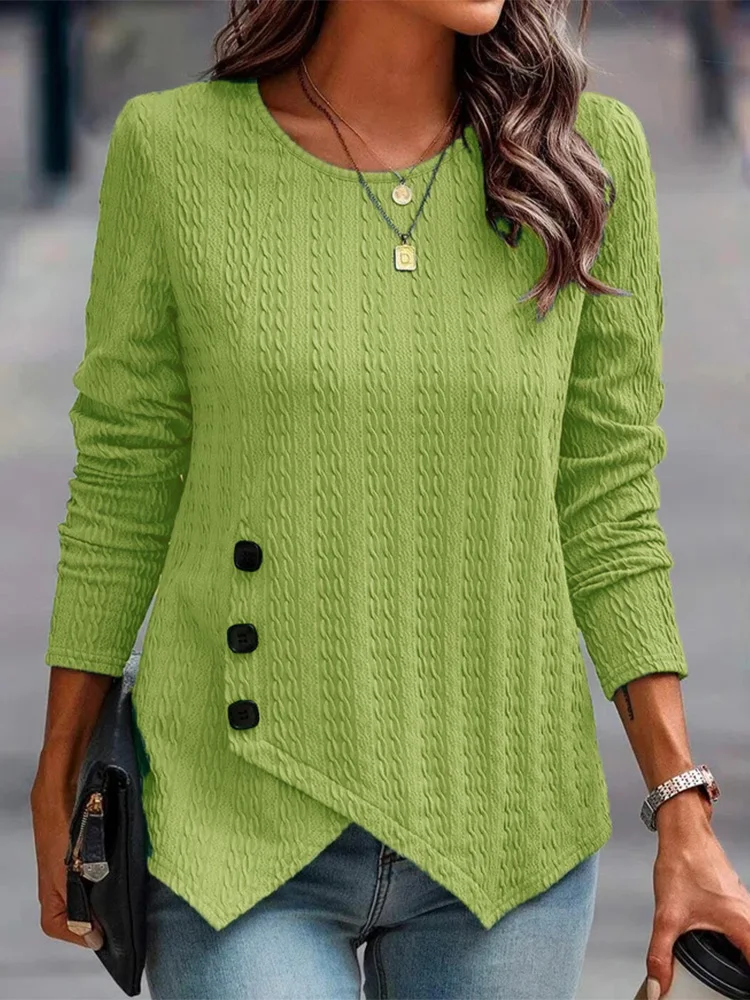 Женский топ с длинным рукавом и круглым вырезом