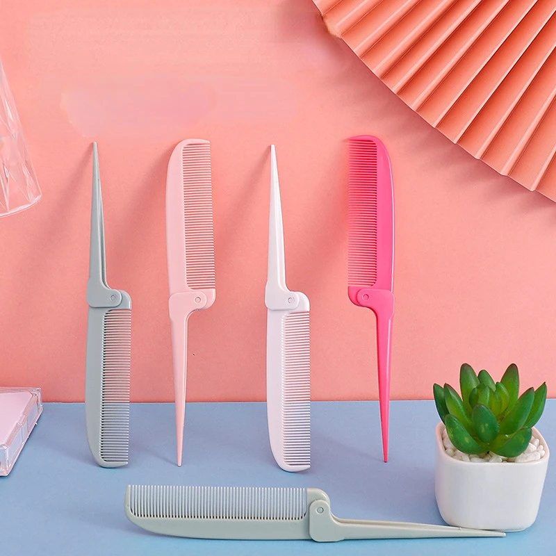 

Pink Portable Travel Hair Comb Brush Foldable Massage Hair Comb Anti Static Hairdressing Personality Hairpin Women Styling Tools
