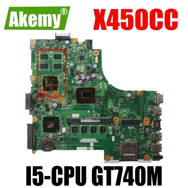 

Akmey X450CC Laptop motherboard For Asus X450CC X450C X450 Test original mainboard 4GB-RAM I5-CPU 2.6 GHz GT740M