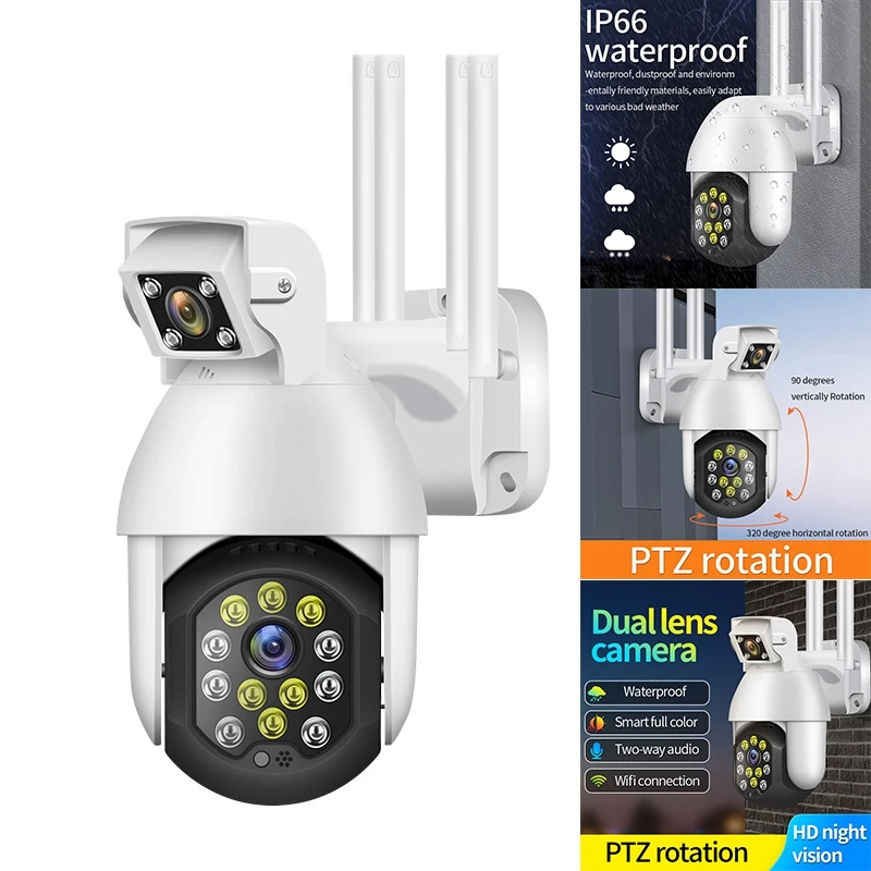 

1080P Dual Lens IP Camera CCTV Security Wireless Outdoor Waterproof Home PTZ IR WIFI