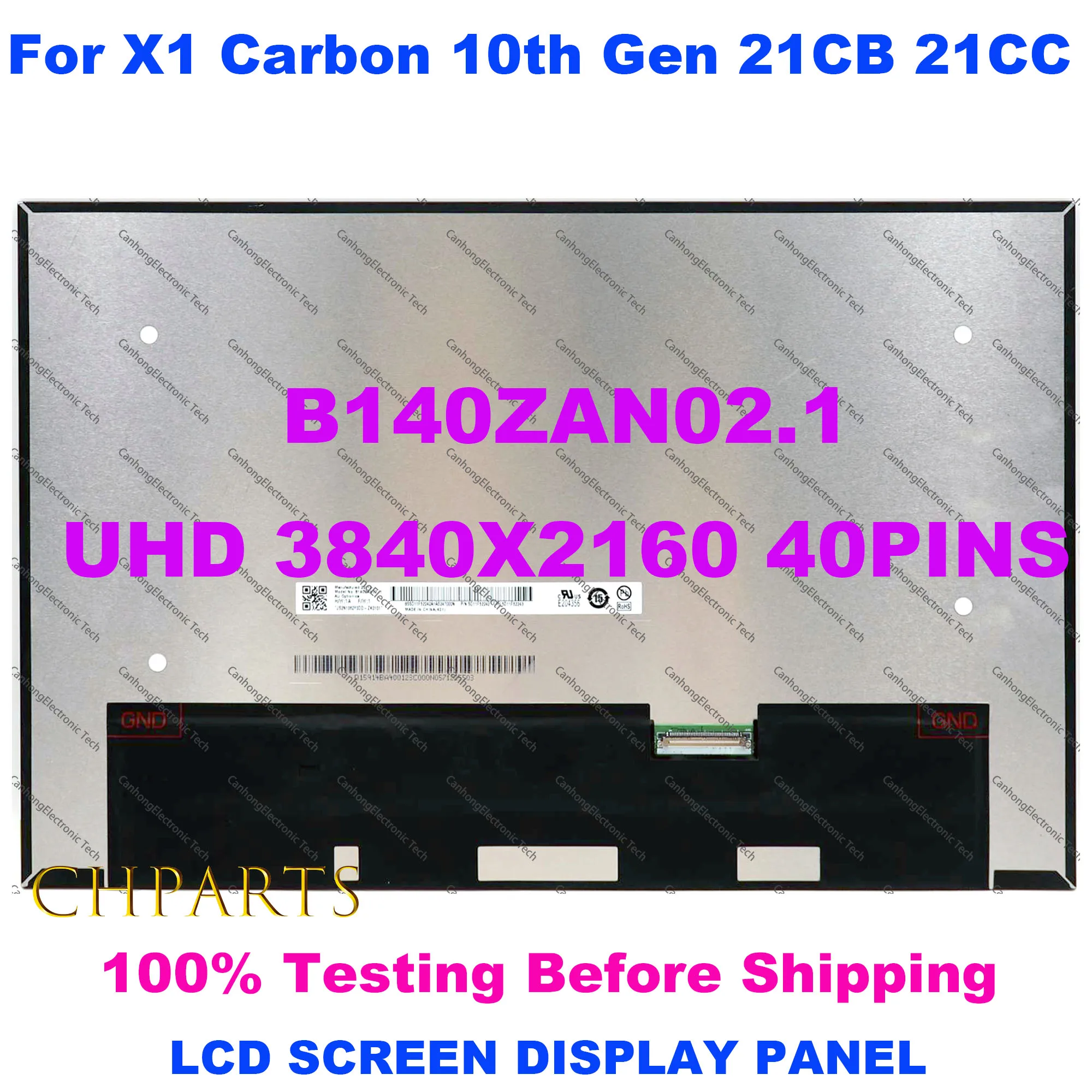 - 14, 0  B140ZAN02.1 UHD 3840X2160  Lenovo X1 Carbon 10  21CB 21CC,   , 40 