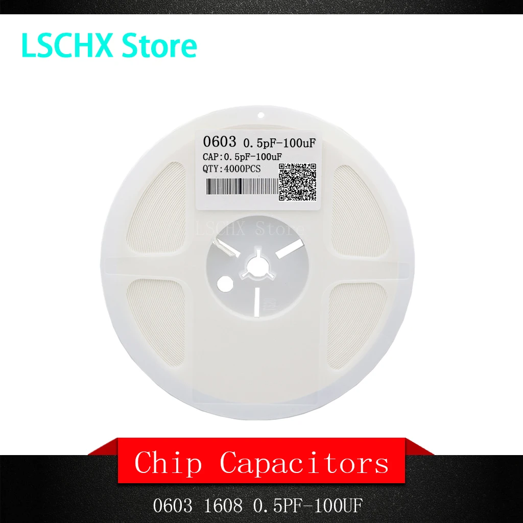 

1reel 4000pcs 0603 50V SMD Thick Film Chip Multilayer Ceramic Capacitor 0.5pF-22uF 10NF 100NF 1UF 2.2UF 4.7UF 10UF 1PF