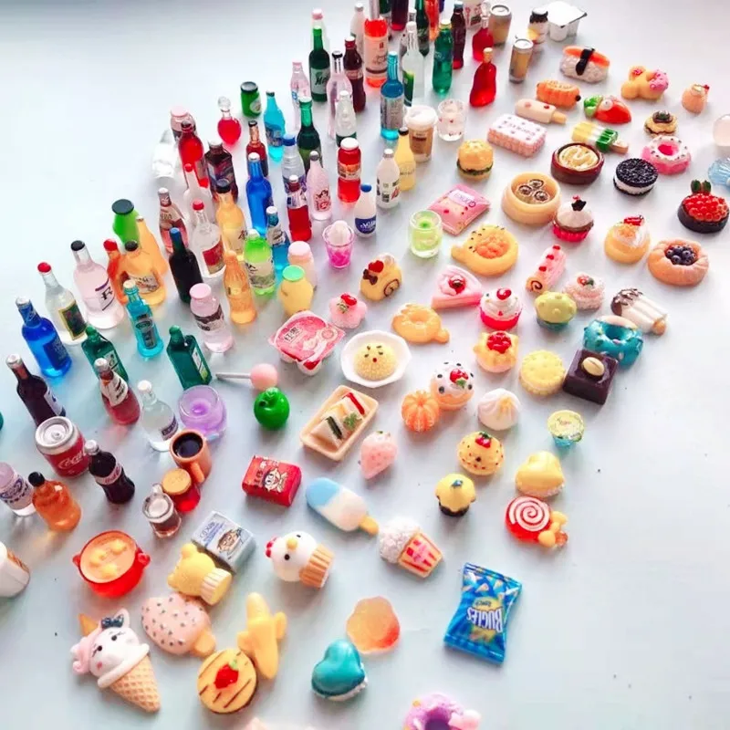 

25bag 5cm simulation food model mystery bag figure doll toy hard pvc cake bread chocolate drink kids funny blind box