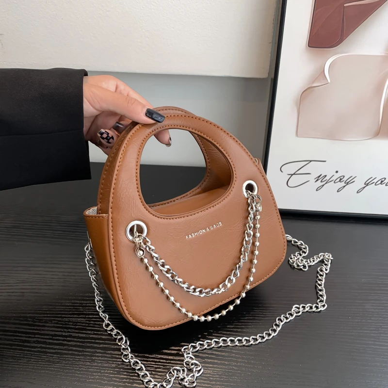 

Fashion Lady Bag 2022 Autumn And Winter Chain Shoulder Crossbody Bags High Quality Leather Handbag Brown Wine red Small Tote Bag