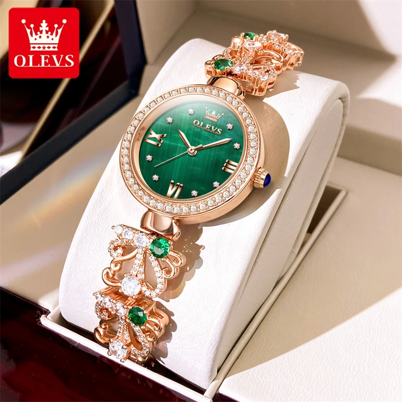OLEVS Fashion Watch Women Casual Dial Quartz Watches Rhinestone Luxury Wristwatch Women Watches Ladies Bracele Clock Reloj New enlarge