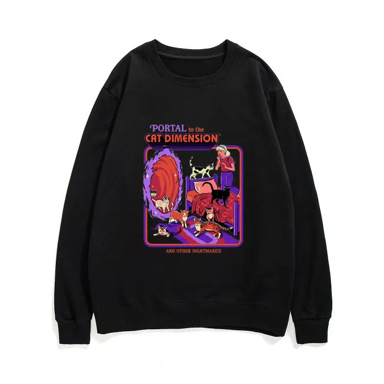 

Portal The Cat Dimension and Other Nightmares Sweatshirt Men Women Funny Sweatshirts Streetwear Homme Harajuku Vintage Pullovers