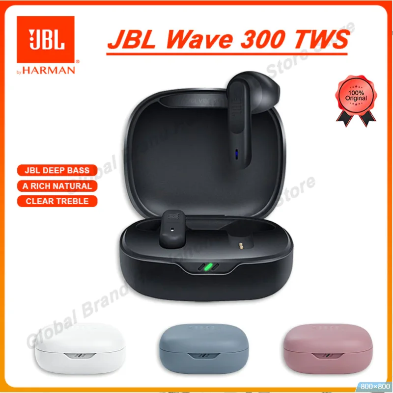 

100% Original JBL WAVE 300TWS True Wireless Bluetooth Earphone Stereo Music Game E-Sports Earbud Bass Sound Headset With Mic