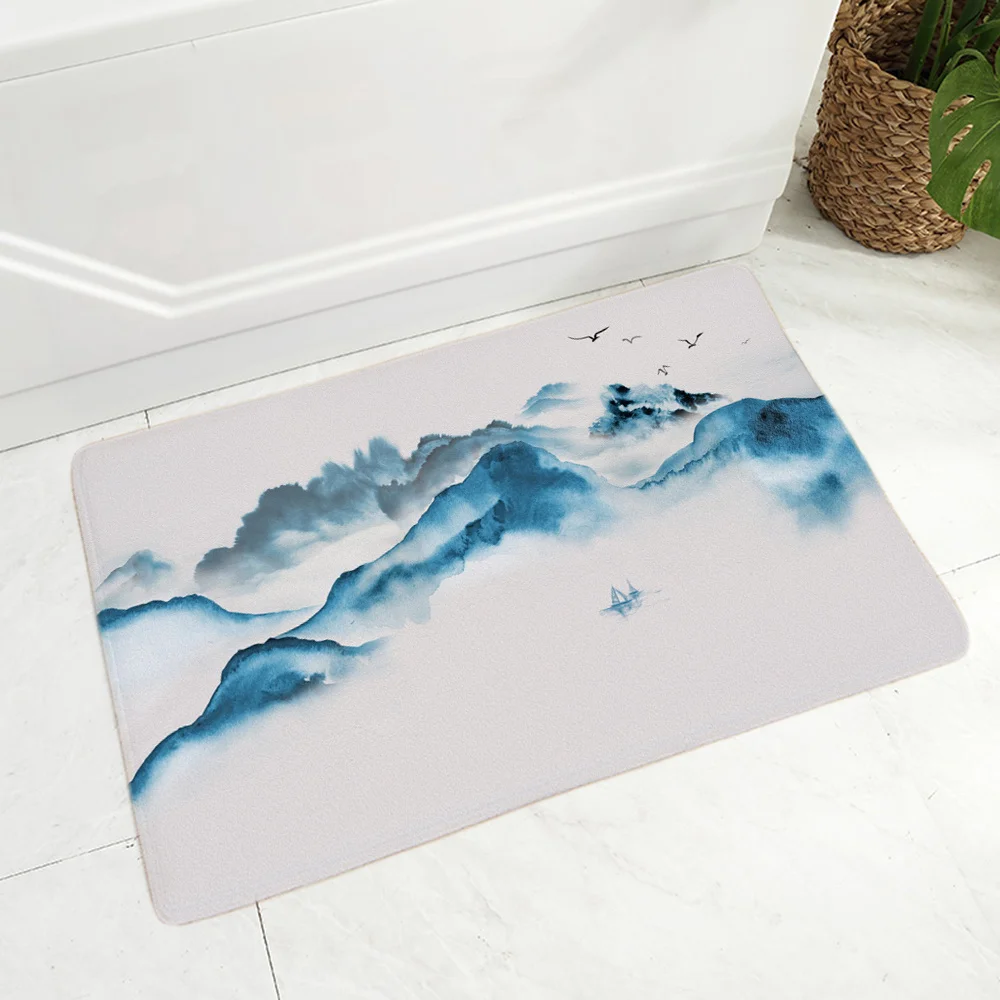 

Carpet Mat Bathroom Entrance Hallway Flannel Anti Slip Indoor Modern Rug Decoration Chinese Ink Bath Mats Parlor Mat Lounge Rug