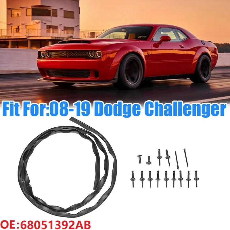 Front Fascia Bumper Hood Seal Waterproof with Rivets for Dodge Challenger 2008-2019 68051392AB 68051392AA