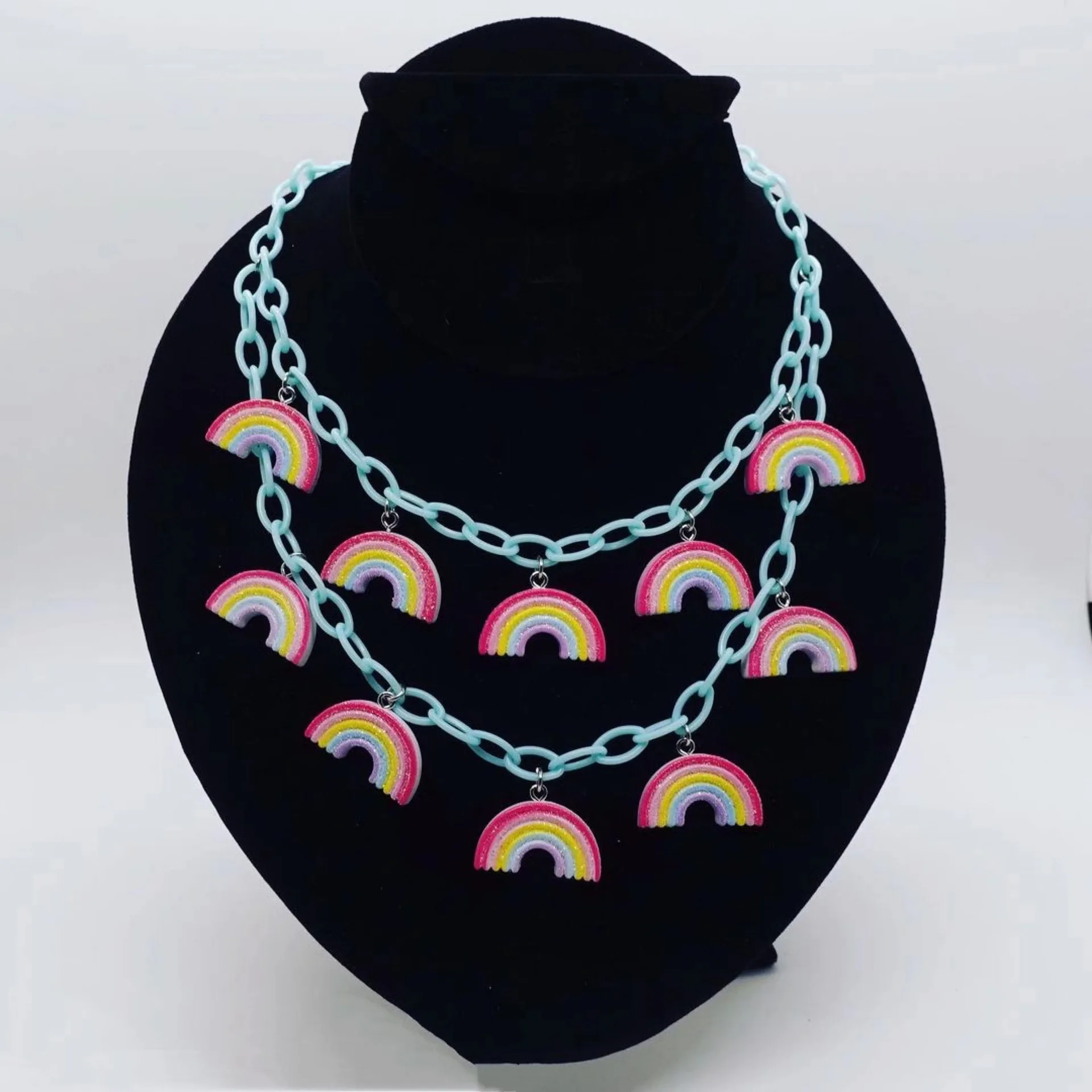 Женское геометрическое ожерелье Y2K в Корейском стиле, Двойная Цепочка в стиле инстаграма, панк, хип-хоп, разноцветное Радужное колье, чокер в турецком стиле, в стиле Харадзюку, хороший подарок