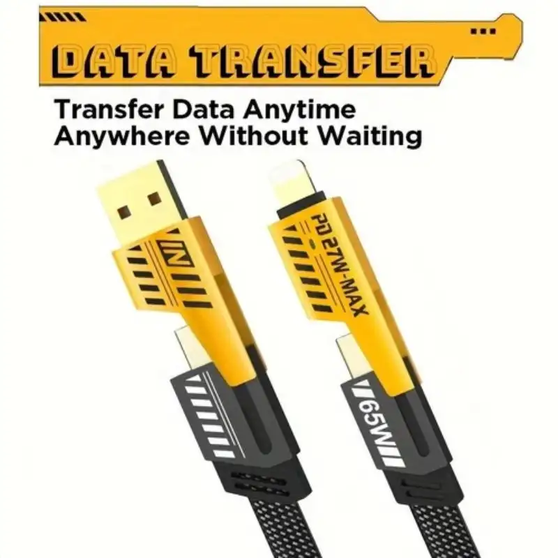 Сверхбыстрый зарядный кабель Mech 4 в 1 PD 27 Вт 65 нейлоновый тканый телефон USB Type-C