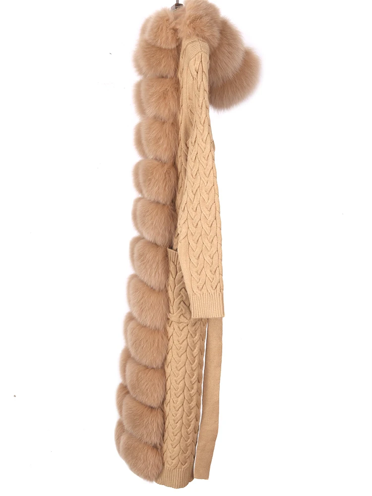 Женский шерстяной вязаный свитер FURYOUME повседневный длинный кардиган с капюшоном