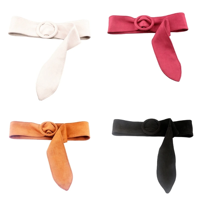 

2XPC Women Suede Belt For Dresses Wide Cinchs Belt Formal Vintage Chunky Belt Waist Wrap Belt For Women Wide Stretchy Belt