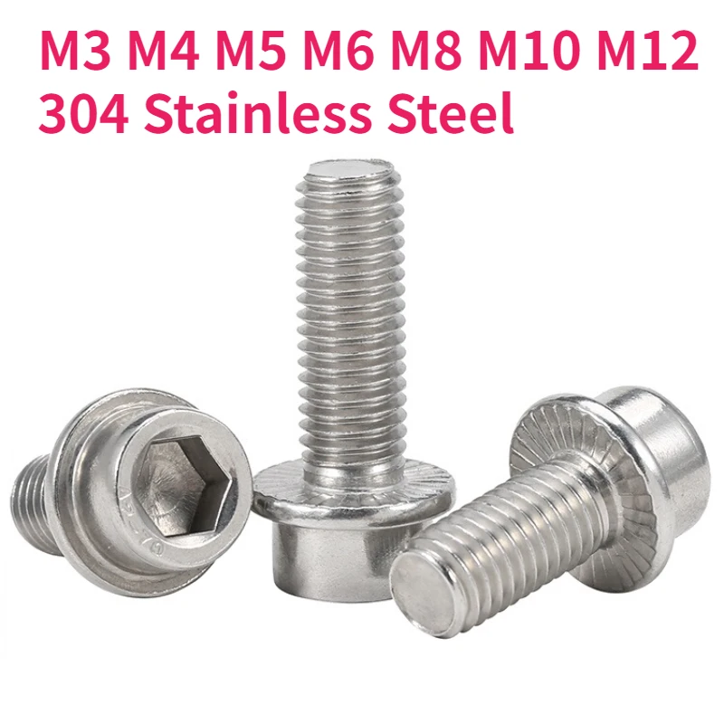 

Болты шестигранные с фланцем 304 нержавеющая сталь M3 M4 M5 M6 M8 M10 M12
