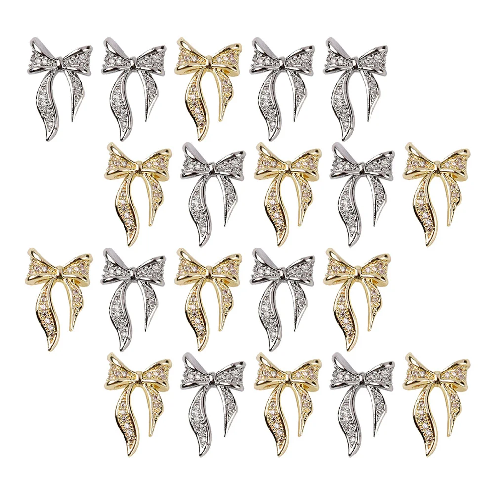 

100 Pieces 3D Bows Nail Charms Bowknot Nail Studs Rhinestones Bows Charms Alloy Nail Decoration Stickers for nails Holographic