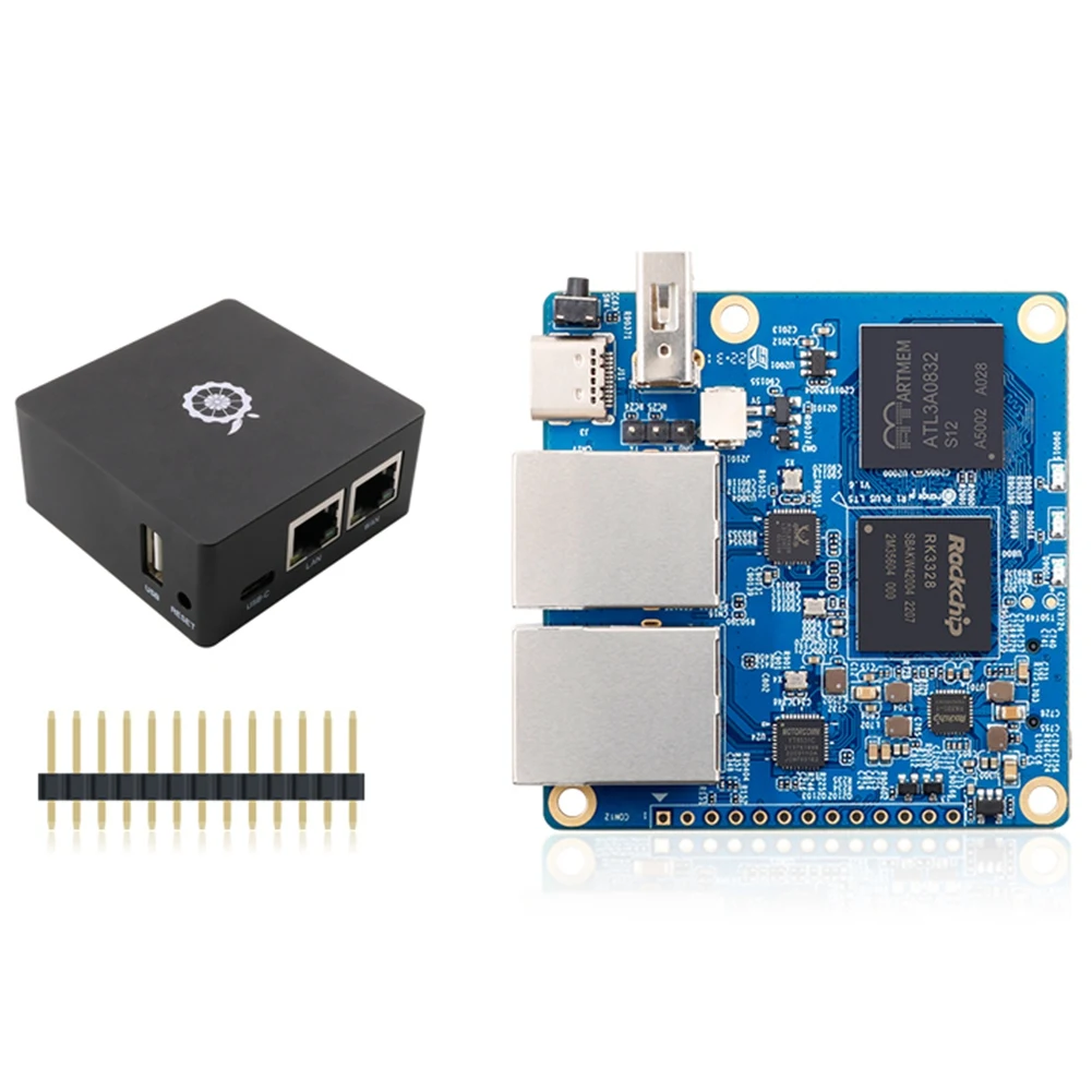 For Orange Pi R1 Plus LTS 1GB RAM Rockchip RK3328 Development Board with Aluminum Case Gigabit Ethernet Support Android