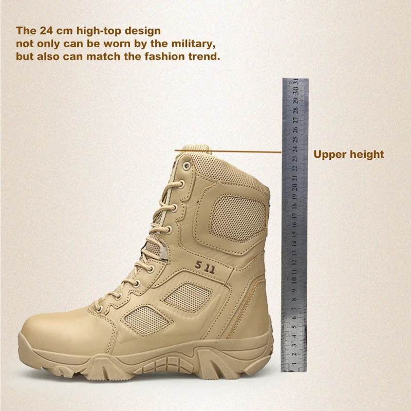 New Men's Military Boots High Top Outdoor Hiking Shoes Men Anti-collision Quality Army Tactical Boots 2022