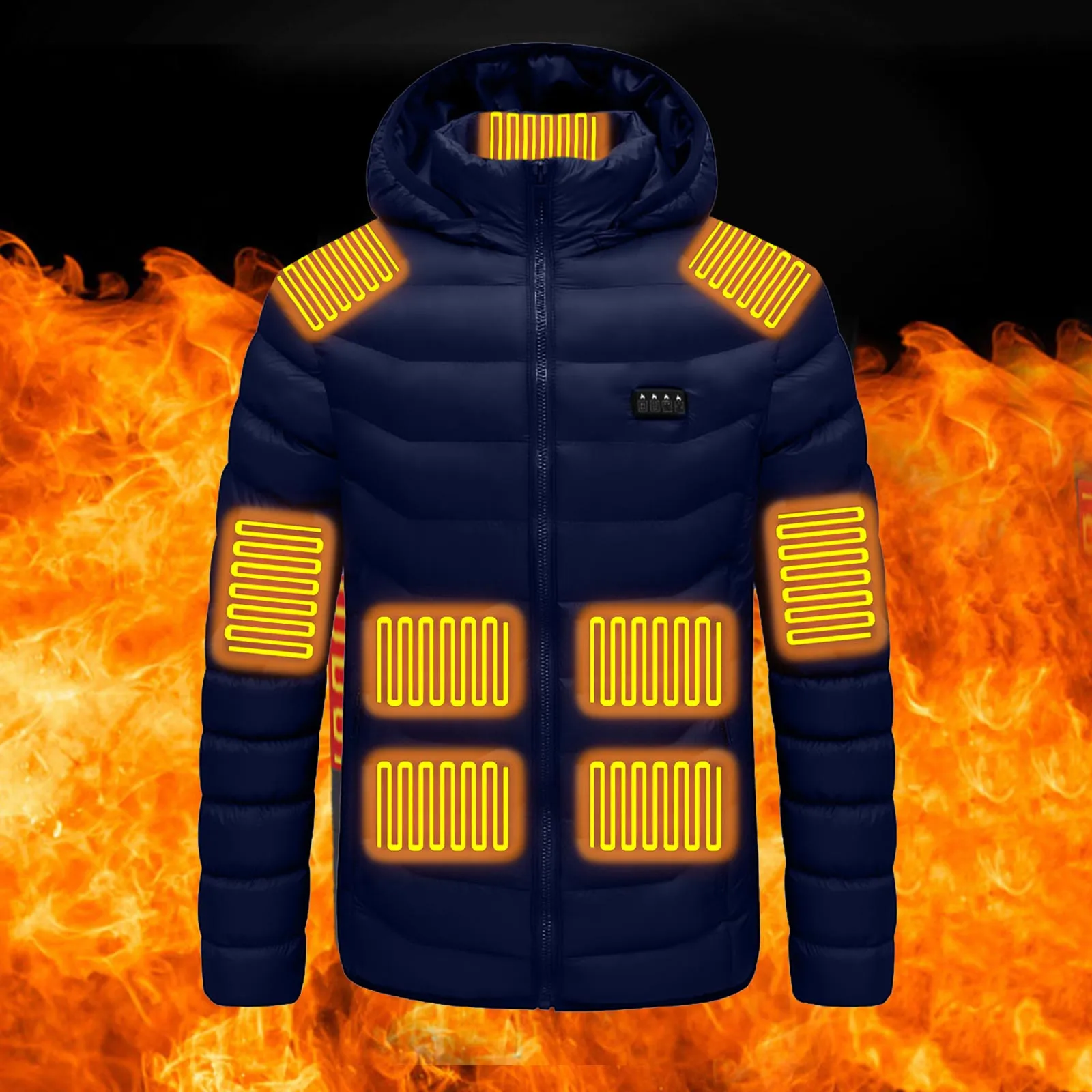 Female Heating Piece Coat Male Coat Smart Charging Heating Ladies Long Hooded Coat Long Winter Coat Heavy Winter Coat