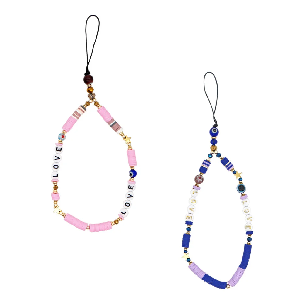 

2pcs Short Acrylic Blue Eye Phone Decors Phone Chain Ropes Phone Straps