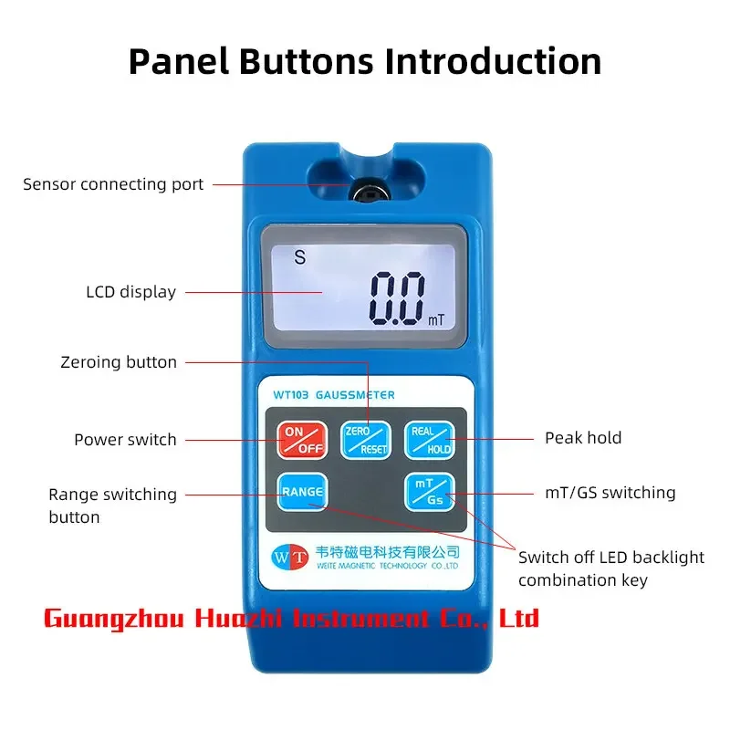 Гауссовый измеритель WT103 цифровой магнитный детектор тестер магнитного поля
